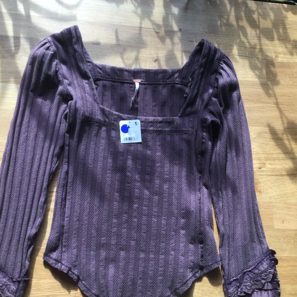 NWT square neck free people  top brownish/purple in color size small
